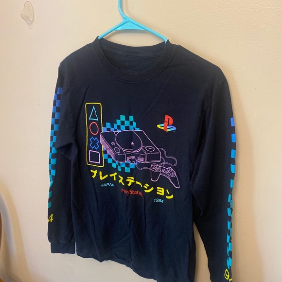 COPY - Sony PlayStation 1 PS1 Men's T-Shirt Size Small Japanese Japan Long Slee… - Picture 1 of 4